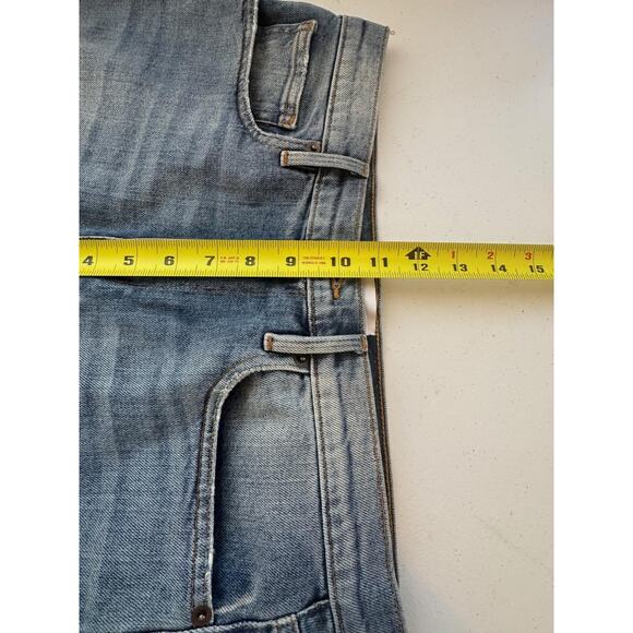 Frame Le Brigette Shorts Womens 27 Blue Denim Mid Rise Distressed Raw Hem USA - Picture 9 of 15